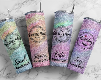 Personalized Cruise Vacation Name Tumbler, Customized Bachelorette Party Tumbler, Drinking Cups, Graduation Birthday Gift, Girls Trip Cup