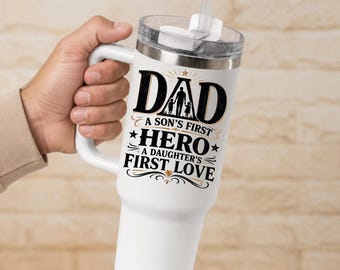 Dad is a Hero Tumbler, Best Dad Ever Gift Tumbler, Fathers Day Gift from Daughter and Son, First time Dad gift