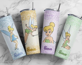 Gobelet skinny fée clochette, verre magique fée, verre fée clochette Disney Neverland personnalisé, verre isolé fée poussière de lutin avec nom