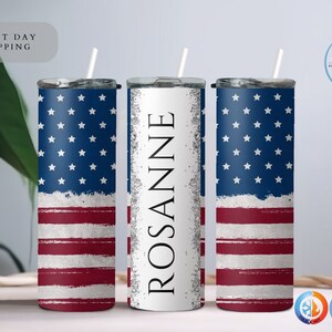 Personalized American Flag Tumbler, Custom Insulated Tumbler, American Flag Gifts, American Flag Cup, Patriotic Tumbler, Fourth of July Gift