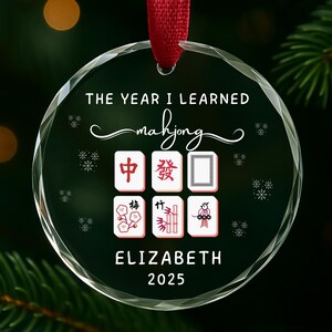 Mahjong Glass Ornament, Personalized Mahjong Lover Christmas Ornament, New Mahjong Hobby Gift, Mahjong Group Gift 2025, Game Night Keepsake