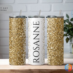 Personalized Glitter Name Tumbler, Custom Tumbler Glitter Effect, Silver Glitter Tumbler, Beach Tumbler, Summer Tumbler,Glitter 20oz Tumbler