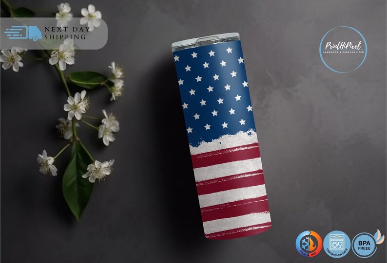 Personalized American Flag Tumbler, Custom Insulated Tumbler, American Flag Gifts, American Flag Cup, Patriotic Tumbler, Fourth of July Gift