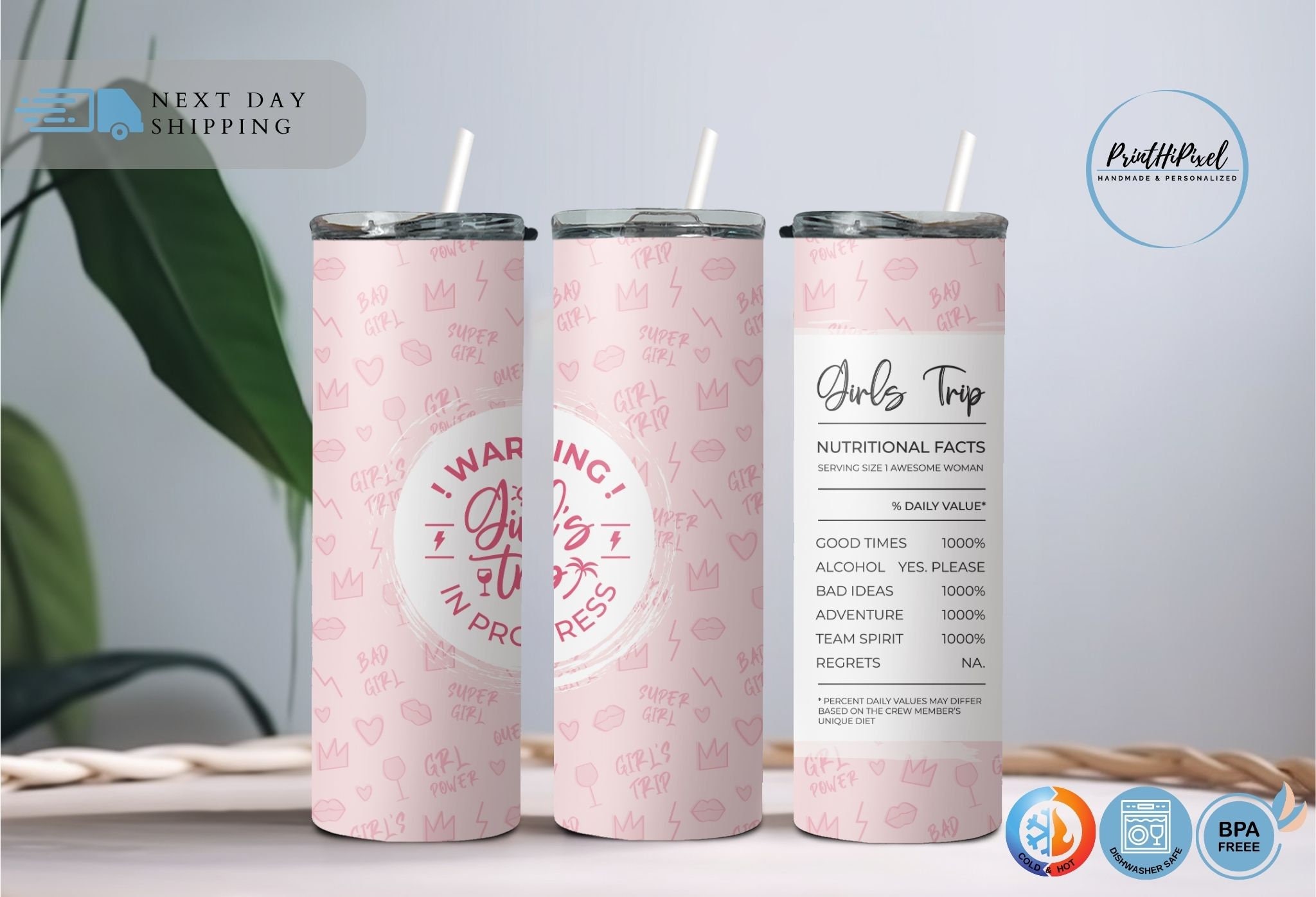 Girls Trip Tumbler, Personalized Beach Tumbler for Girls Trip Vacation ...