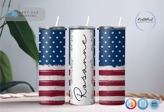 Personalized American Flag Tumbler, Custom Insulated Tumbler, American Flag Gifts, American Flag Cup, Patriotic Tumbler, Fourth of July Gift