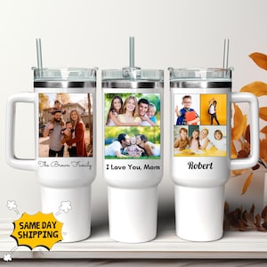 Custom Photo Tumbler, Personalized Picture 40oz Tumbler, Photo Collage Tumbler, 40oz Photo Tumbler with Handle