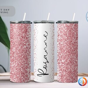 Personalized Glitter Name Tumbler, Custom Tumbler Glitter Effect, Silver Glitter Tumbler, Beach Tumbler, Summer Tumbler,Glitter 20oz Tumbler