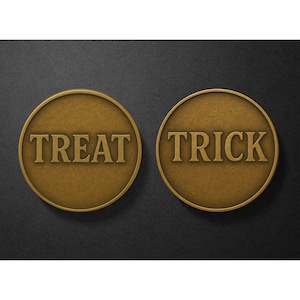 Trick or Treat Decision Coin, Halloween Game Token, Halloween Collectible Flip Coin, Spooky Party Favor, Trick or Treat Gift