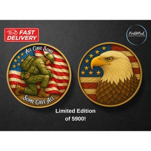 4th of July Collectible Coin, Independence Day Coin, American Eagle Soldier and Flag Coin, Fourth of July Coin, Veterans day coin