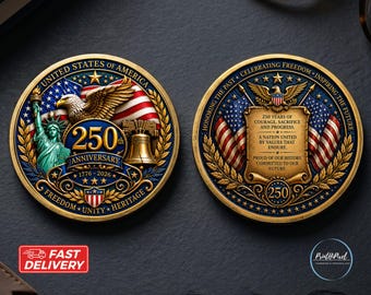 250th Anniversary United States of America Coin, 1776-2026 Patriotic Coin Coin, USA Collectible Gift