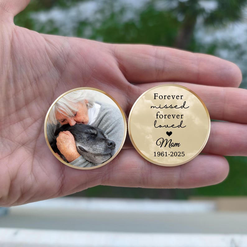Funeral Favors for Guests, Custom Photo Memorial Coin, Dad Mom Memorial ...