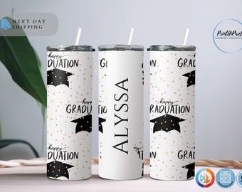 Custom Graduation Cap Tumbler, Personalized Name Tumbler with Straw and Lid, Happy Graduation Tumbler, Graduation Party, Graduation Gift