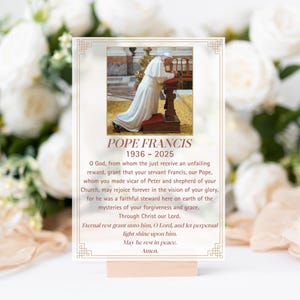 Pope Francis Memorial Prayer Plaque, Pray for the Holy Father, Home Prayer Decor Remembering Pope Francis,  Inspirational Catholic Plaque