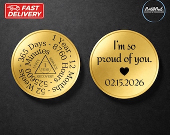 Personalized Sobriety Coin with your message, Celebrate Sobriety Milestones, Sober Birthday Gift, Any Year Anniversary Collectible Keepsake