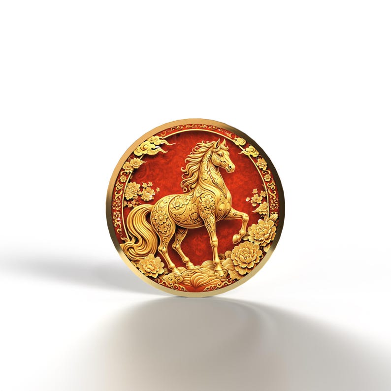 2026 Year Of The Fire Horse Coin, Chinese New Year Gifts, Lunar New Year 2026 Keepsake, Zodiac Asian Culture Decoration Gift zdjęcie 2