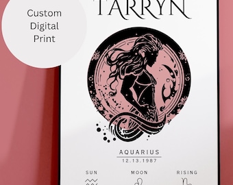 PERSONALISED Zodiac Birth Chart Poster, Custom Digital Print, Astrology Poster, Horoscope Gift, Custom Star Sign Art Poster Print Gift