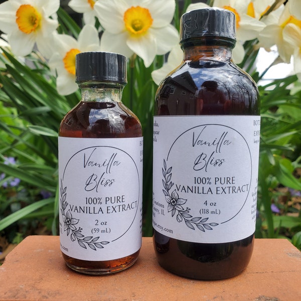 Vanilla Extract--100% Pure Madagascar Bourbon, 2 or 4 oz