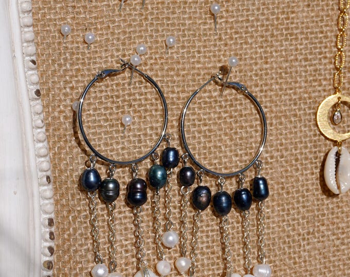Rainy Beach Day Hoop Earrings