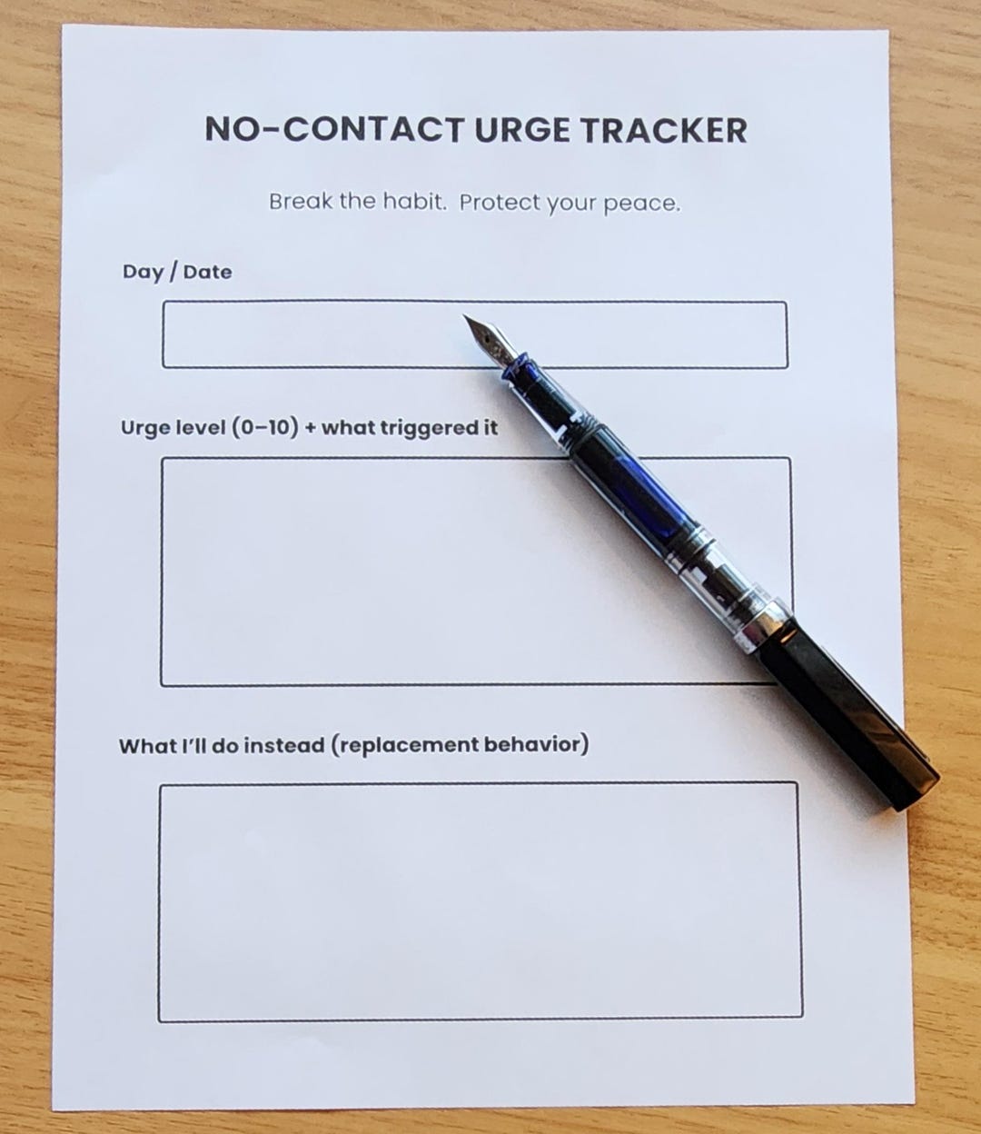 Urge Log Worksheet.pdf No Contact Urge Tracker, Breakup Healing Log, Stop Reaching Out ...
