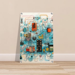 Circuit Print Wall Art, Modern Tech Decor, Electronic Artwork, Geeky Home Decor, Techie Gift, Digital Technology Art, Office Wall Art
