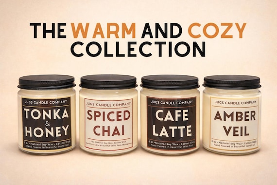 Warm and Cozy Soy Candles | Amber and Gourmand Candle Collection