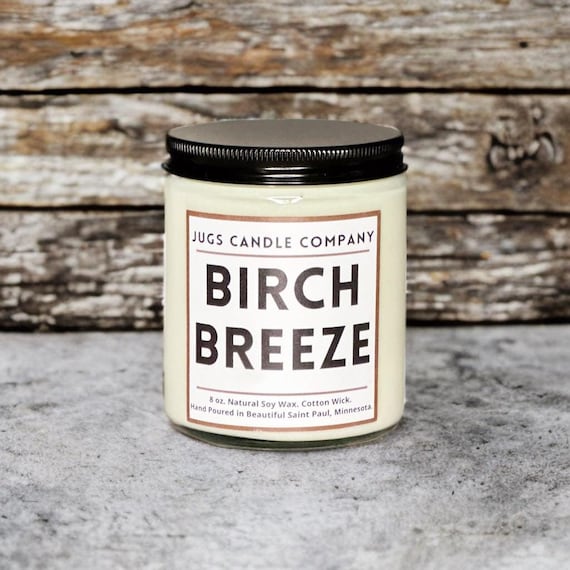 Birch Breeze Soy Candle: Fresh Woodsy Scent, Hand Poured