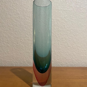 Vintage Murano Flavio Poli Sommerso Cylinder Column 11.5” Vase