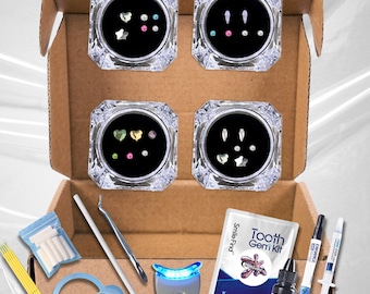 Colourful Swarovski  Gems DIY Tooth Gem Kit | Swarovski Gems | Assorted Flatback Tooth Gems Jewelry | kit strass dentaire