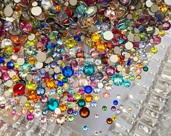 Gemas dentales de Swarovski de colores variados / Kit de gemas dentales DIY / Gemas Swarovski / Gemas dentales surtidas con parte trasera plana / Kit de strass dental