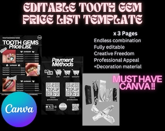 Plantilla de lista de precios de gemas dentales, diseño editable de Canva
