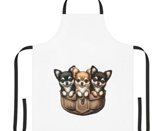3 Chihuahua Buddies Kitchen Apron - Stylish Poly Twill