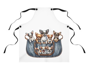 Chihuahua Pocket Delight - Stylish Poly Twill Kitchen Apron