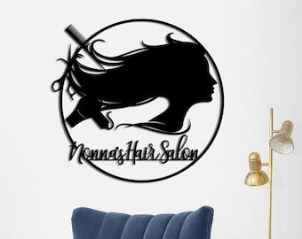 Personalized Hair Salon Metal Wall Art, Custom Hairdresser Gift