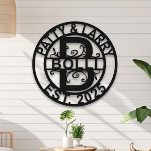 Personalisierte Metall Monogramm, Benutzerdefinierte Familienname Metall Zeichen, Nachname Zeichen, Initiale, Metall Monogramm, Brautdusche Geschenk Hochzeitstag