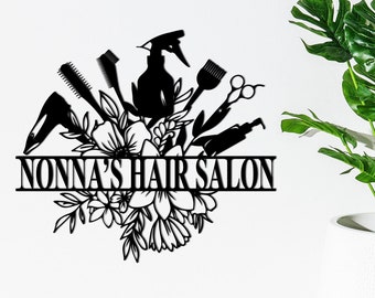 Personalized Hair Salon Metal Sign, Custom Hairdresser Wall Decor