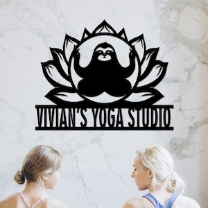 Sloth Yoga Metal Wall Art, Personalized Yoga Sign, Yoga Decor, Yoga Lover Gift,  Meditation Decor, Spiritual Wall Art, Yoga Studio Decor