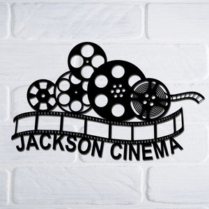 Home Cinema Metal Sign, Personalized Home Theater Metal Wall Art, Home Cinema Wall Decor, Movie Reel Sign, Movie Lover Gift