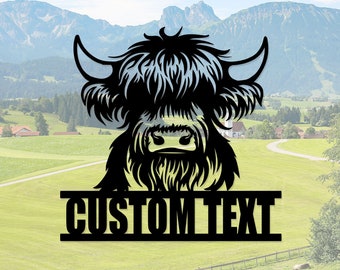 Custom Highland Cow Farm Wall Art, Highland Cow Metal Sign, Highland Cow Farm Sign, Highland Cow Farm Decor