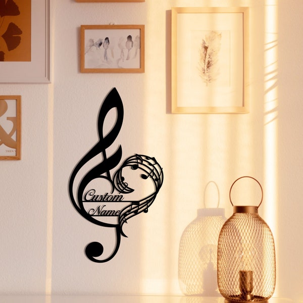 Personalized Music Notes Metal Wall Art, Musician Name Sign, Customized Gift for Musician, Music Teacher Gift, Music Lover Gift