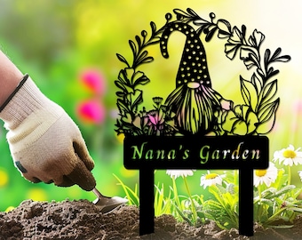 Custom Gnome Yard Stake, Metal Gnome Garden Sign With Stake, Custom Garden Sign, Outdoor Lawn Decor, Gift for Gardener