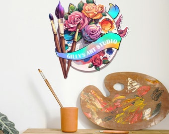 Personalized Art Studio Metal Sign, Painting Artist Name Wall Decor, Drawing Lover Gift