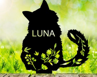 Personalized Cat Memorial Stake, Cat Metal Sign, Sympathy Sign, Cat Grave Marker, Remembrance Stake, Cat Garden Sign, Cat Loss Gift