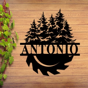 Custom Woodworker Name Sign, Saw Blade Metal Wall Art, Custom Lumberjack Sign Logger Sign, Woodworking Gift, Man Cave Sign
