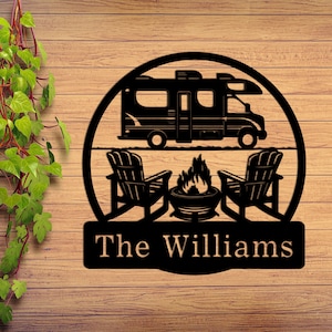 カスタムキャンパーメタルサイン：RVキャンプ場ウォールアート