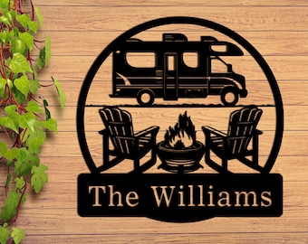 Custom Camper Metal Sign: RV Campsite Wall Art