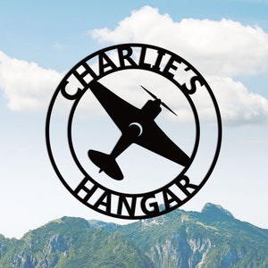 Personalized Airplane Metal Wall Art, Airplane Hangar Sign, Pilot Name Sign, Man Cave Sign, Airplane Sign, Gift for Aviation Lover