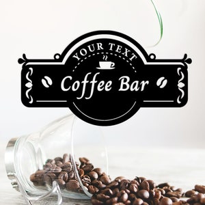Coffee Bar Sign Personalized, Coffee Metal Sign, Kitchen Wall Art, Coffee Lover Gift, Coffee Bar Decor, Housewarming Gift
