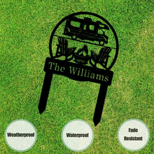 Custom RV Campground Metal Sign, Personalized Happy Campers Sign Yard ...