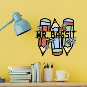 Custom Teacher Name Sign, Personalized Teacher Gift, Classroom Wall Decor, Teachers&#39; Day Gift, Teacher Appreciation Gift