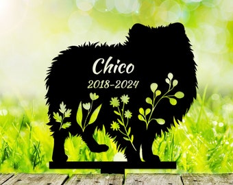 Dog Memorial Stake Personalized, Flora Pomeranian Sign, Sympathy Sign, Pet Grave Marker, Remembrance Stake, Dog Garden Sign, Dog Loss Gift